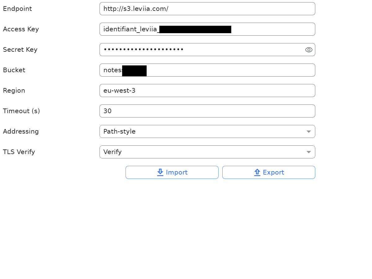 How to configure S3 sync with Leviia LiuYun